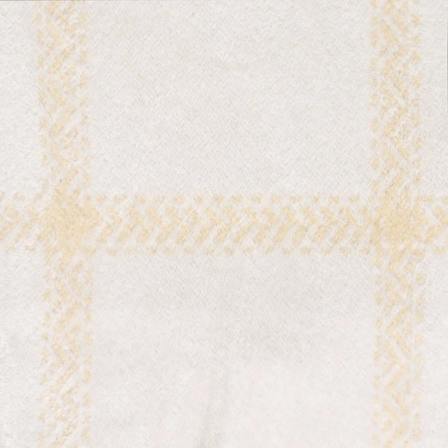Koc bawełniany 150x200 Vanilla w kratę z frędzlami, kremowy