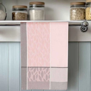 Ścierka bawełniana kuchenna 50x70 Listki różowa