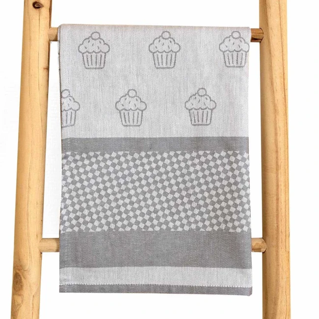 Ścierka bawełniana kuchenna 50x70 Mufinki jasno szara