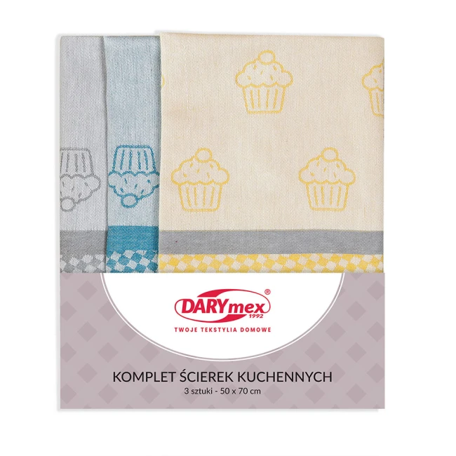 Komplet ścierek kuchennych bawełnianych 3x 50x70 Mufinki