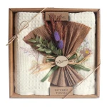 Komplet ręczników kuchennych bawełnianych 2x 40x60 cm, kremowe, kwiaty