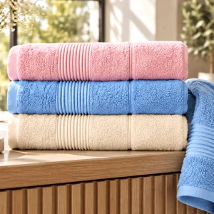 Ręcznik kąpielowy bawełniany bambusowy 70x140 Bamboo Moreno kolor niebieski, 500 g/m2