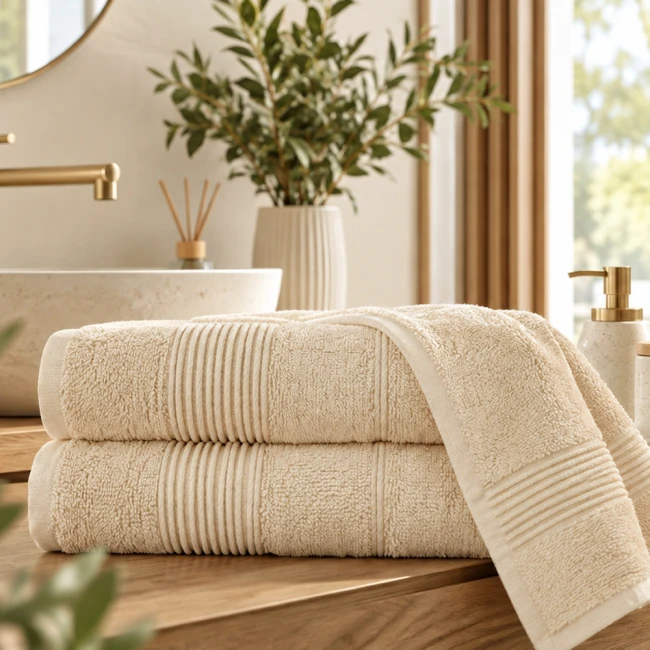 Ręcznik kąpielowy bawełniany bambusowy 70x140 Bamboo Moreno kolor krem, 500 g/m2