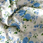 Pościel flanelowa 220x200 Amelia Blue, biała w niebieskie kwiaty, Flanelove