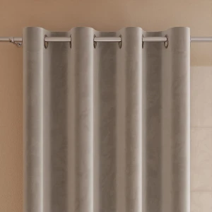Zasłona gotowa welwetowa 140x250 cm na przelotkach z miękkiej tkaniny Velvi, szaro-beżowa 