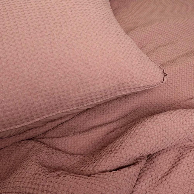 Pościel bawełniana 220x200 waflowa Bassin, różowa