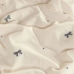 Pościel bawełniana 160x200 Med Cream kremowa w kokardki z falbanką, Ribbon