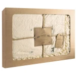 Pościel bawełniana 220x200 Med Cream kremowa w kokardki z falbanką, Ribbon