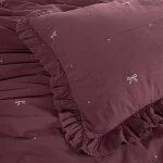 Pościel bawełniana 220x200 Raspberry malinowa, czerwona w kokardki z falbanką, Ribbon