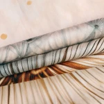 Pościel satyna bawełniana 140x200 Zefir kremowa w złote i szare dmuchawce, Satynlove Premium