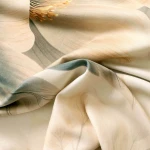 Pościel satyna bawełniana 140x200 Estelle kremowa w kwiaty i szare liście, Satynlove Premium