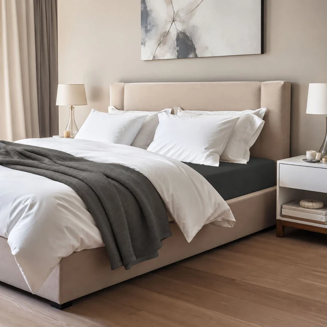 Prześcieradło jersey z elastanem z gumką 180x200 ciemno szare, 190 g/m2