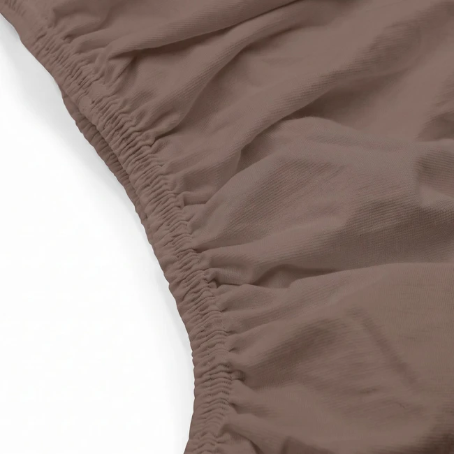 Prześcieradło jersey z elastanem z gumką 140x200 brązowe, 190 g/m2