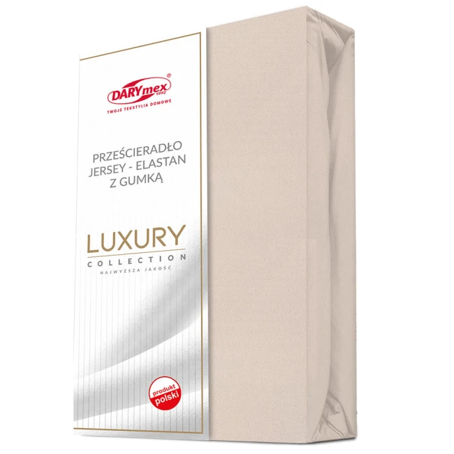  Elastyczne, bardzo wytrzymałe, ekskluzywne beżowe prześcieradło jersey z gumką 140x200 cm z dodatkiem 5% elastanu z gramaturą 190 g/m2 