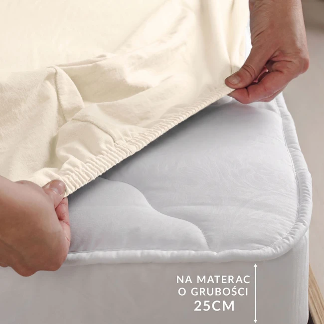 Prześcieradło jersey z elastanem z gumką 160x200 ecru, 190 g/m2