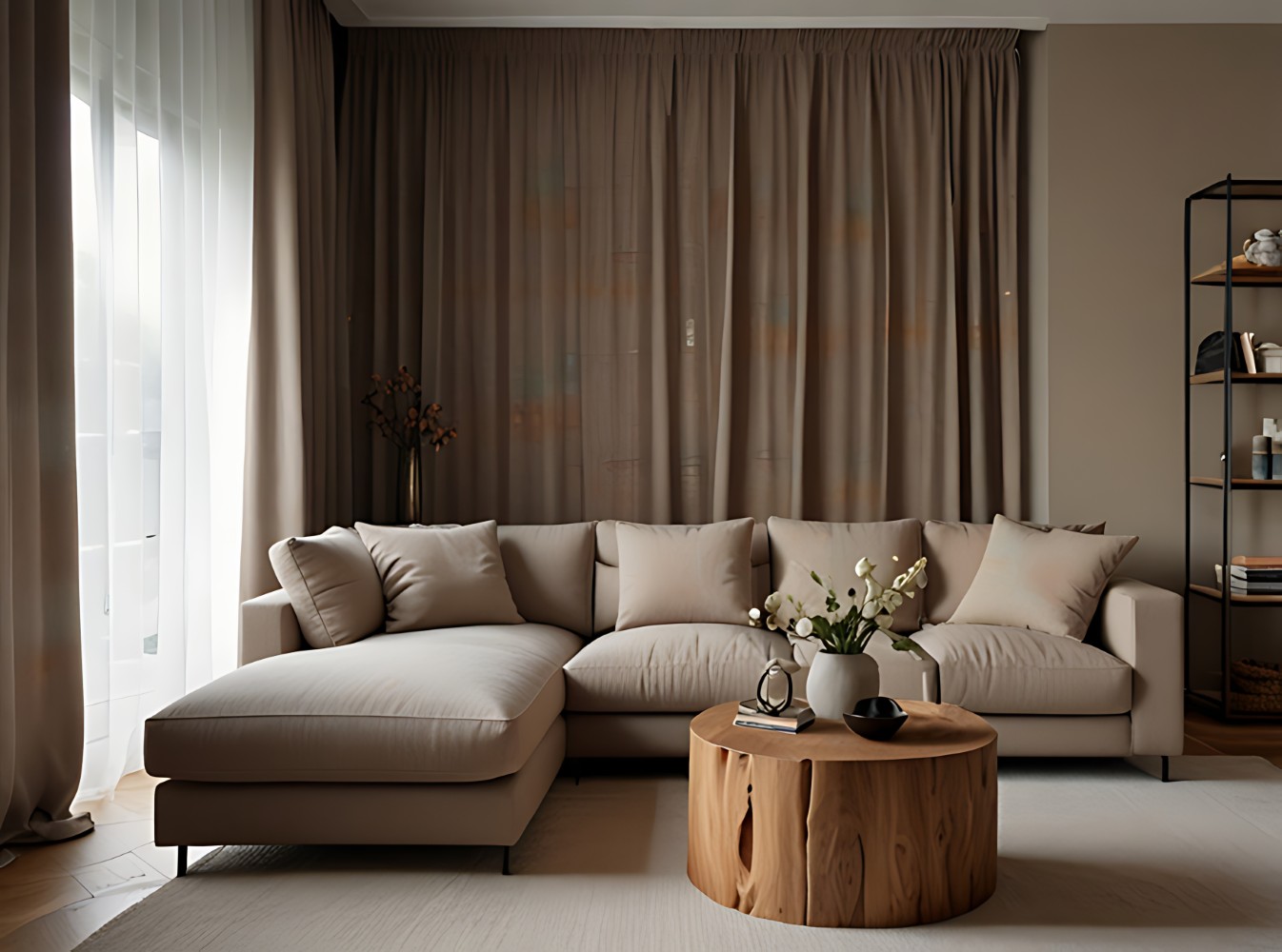 brazowy salon zaslony