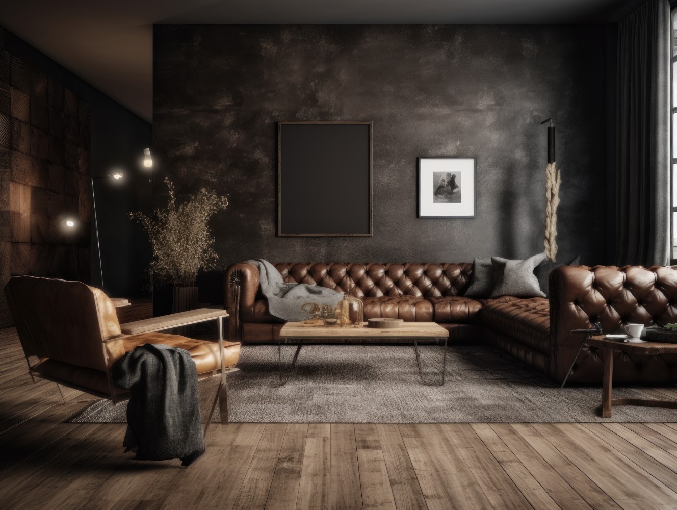 salon brazowo czarny