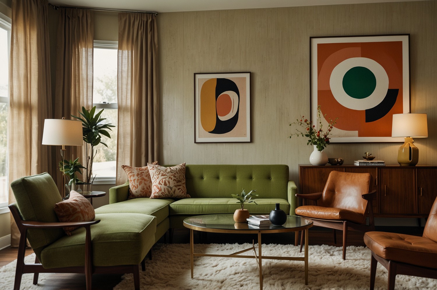 salon zielono brazowy