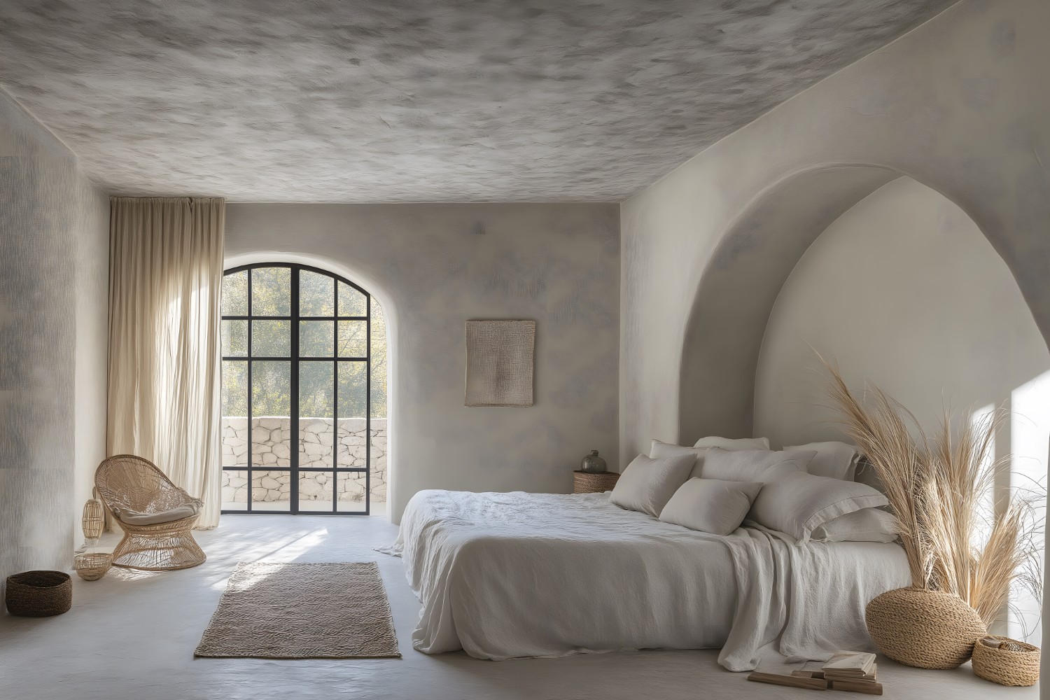 sypialnia loft boho