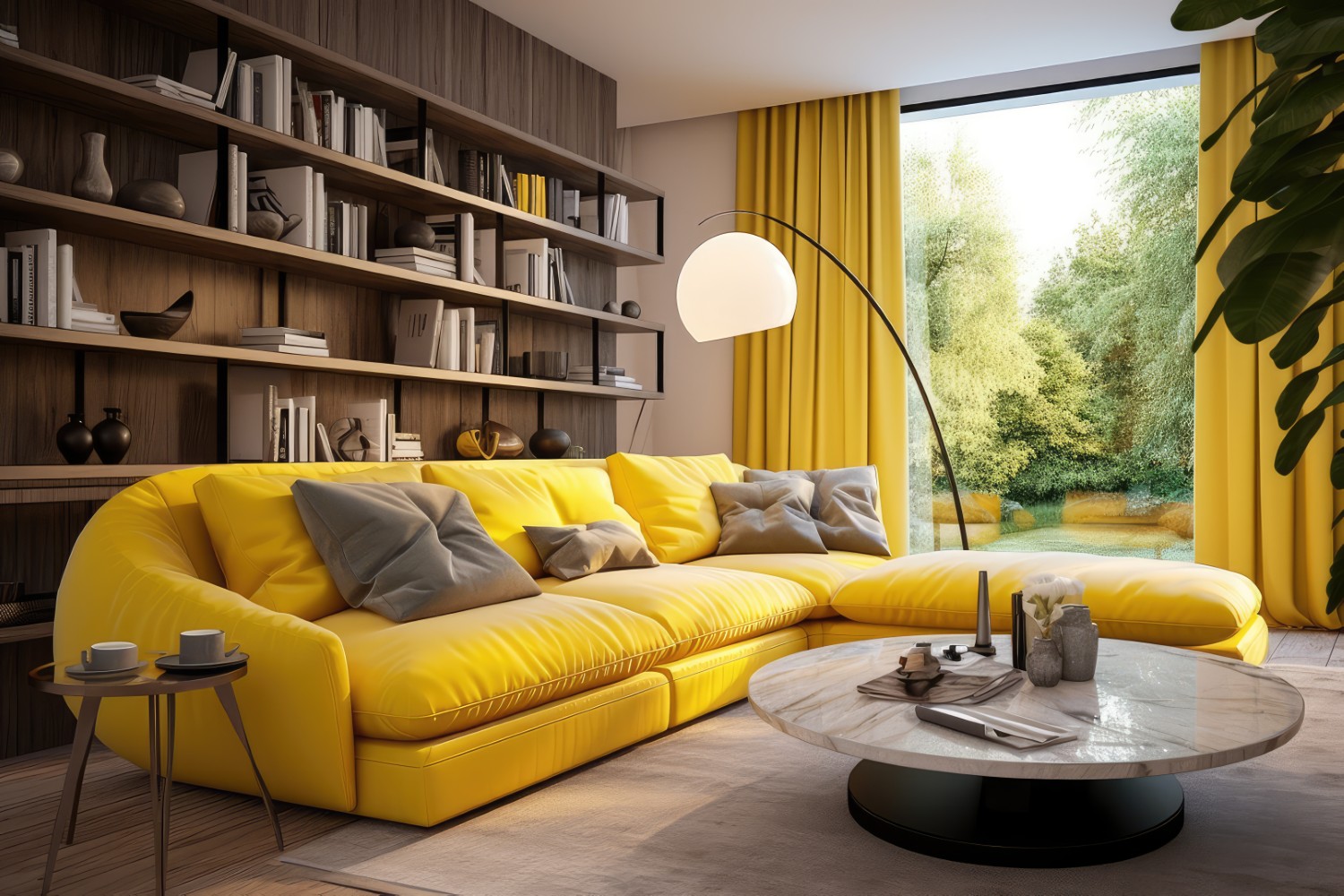 żółty salon sofa