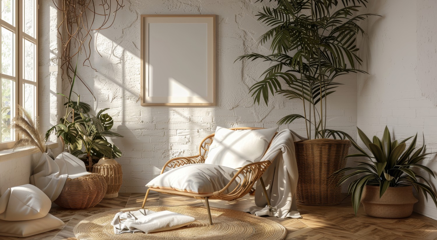 styl scandi boho – Spójne scandi boho powstaje dzięki ograniczonej palecie i różnym fakturom