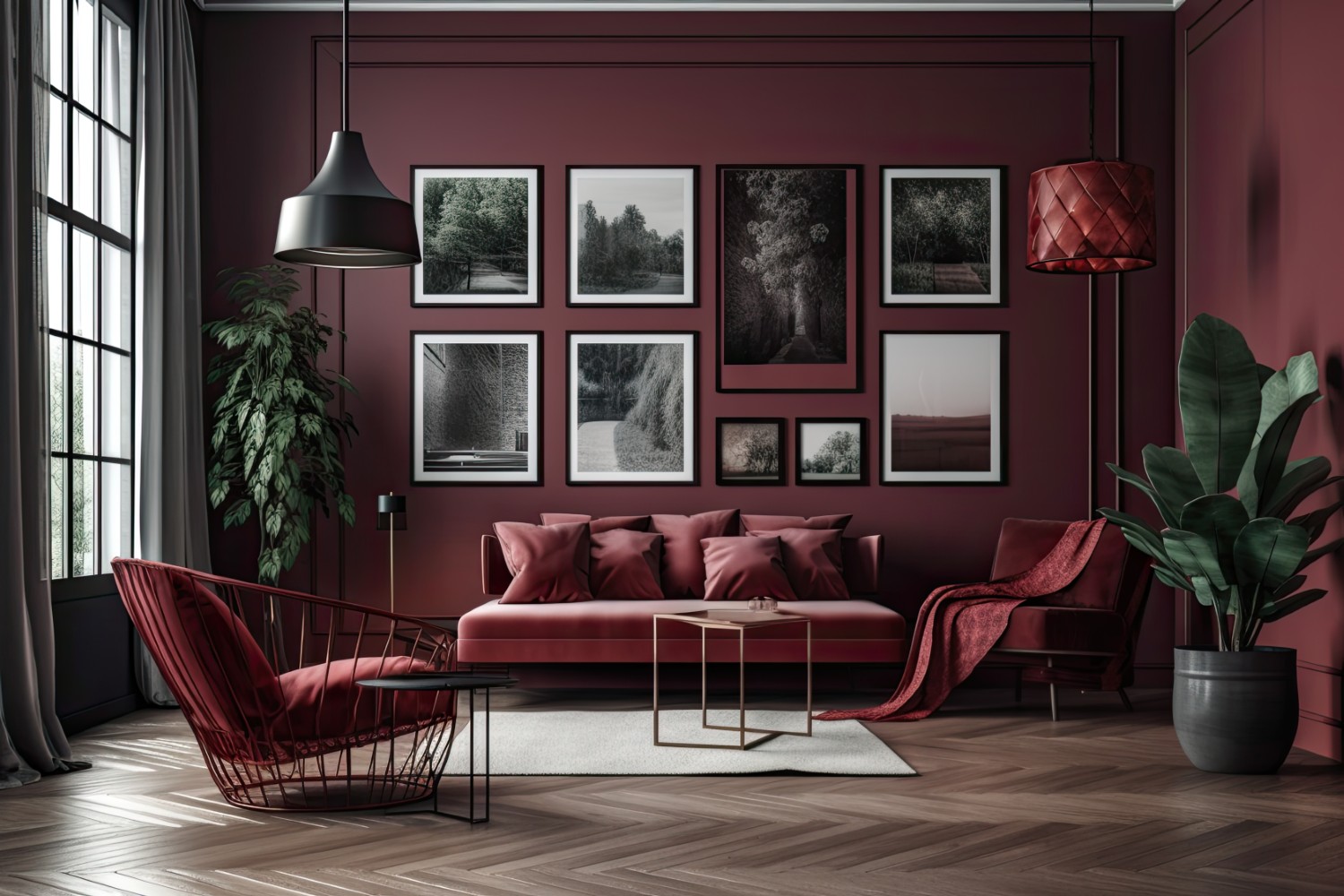 Bordowy salon – z czym łączyć bordo, aby wnętrze nie było zbyt ciemne?
